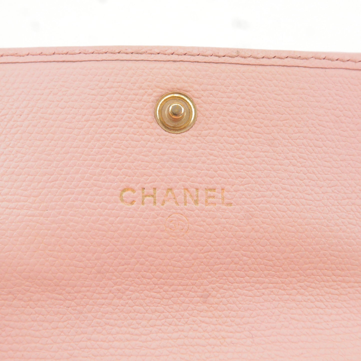 CHANEL COCO Button Leather Double Hook Wallet Pink A20902
