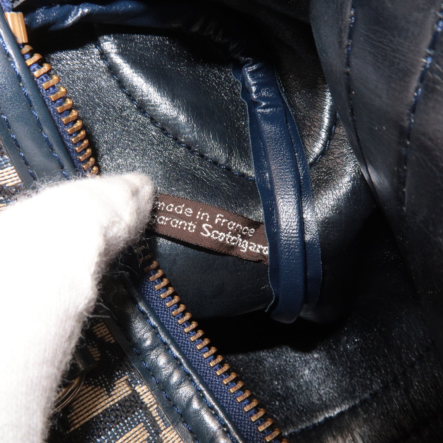 Christian Dior Trotter Canvas Leather Mini Boston Bag Navy