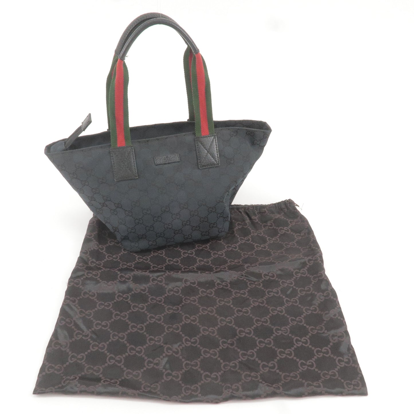 GUCCI Sherry GG Canvas Leather Tote Bag Black 131228
