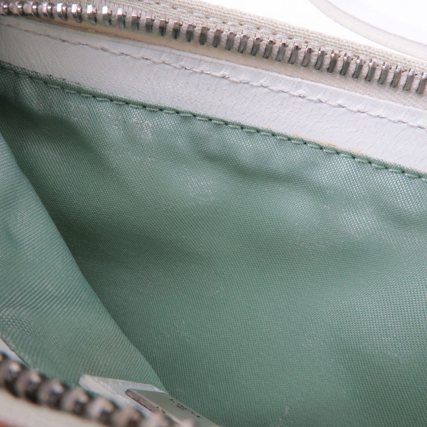 FENDI Zucchino Canvas Leather Hand Bag Mint Green White 8BR041