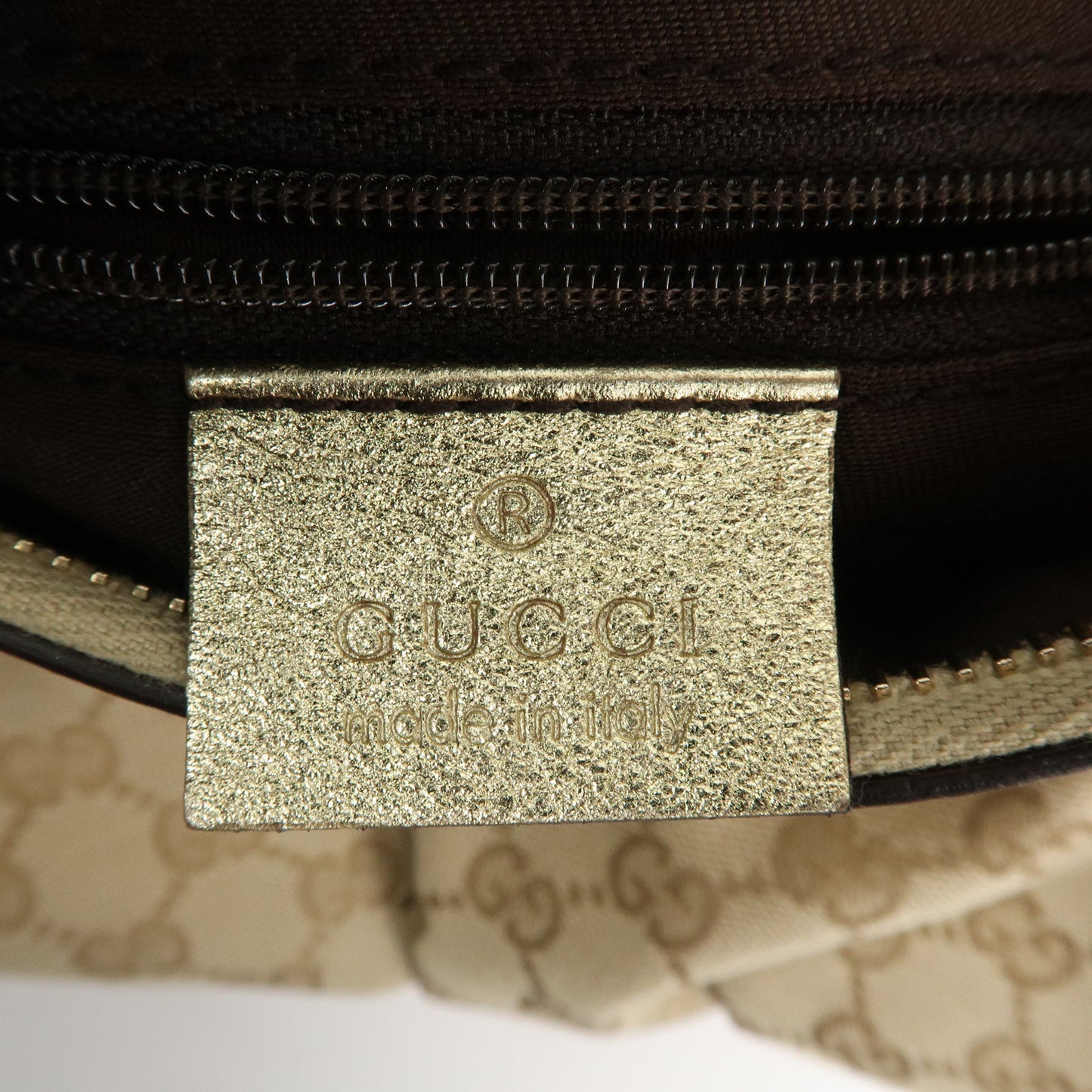 GUCCI Abbey GG Canvas Leather Shoulder Bag Beige Gold 190525