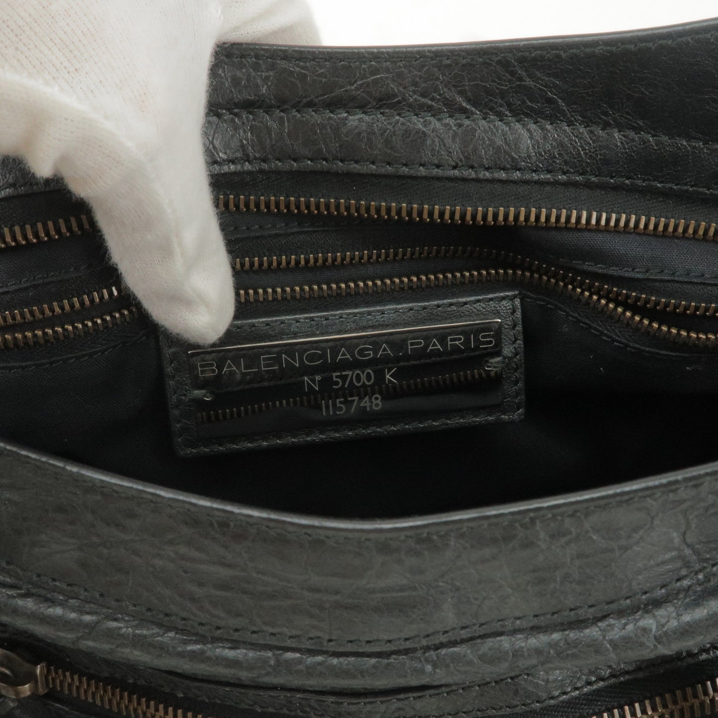 BALENCIAGA Giant City Leather 2Way Hand Bag Black 115748