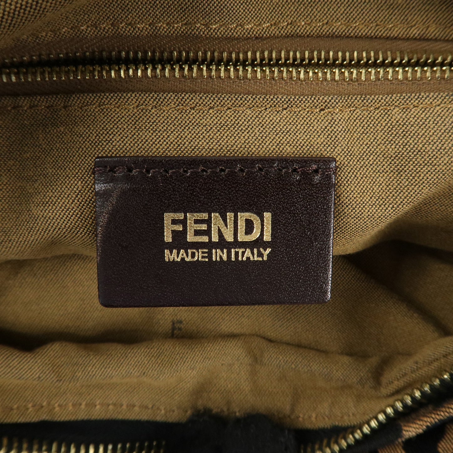 FENDI Zucca Canvas Leather Animal Print Shoulder Bag 8BR448