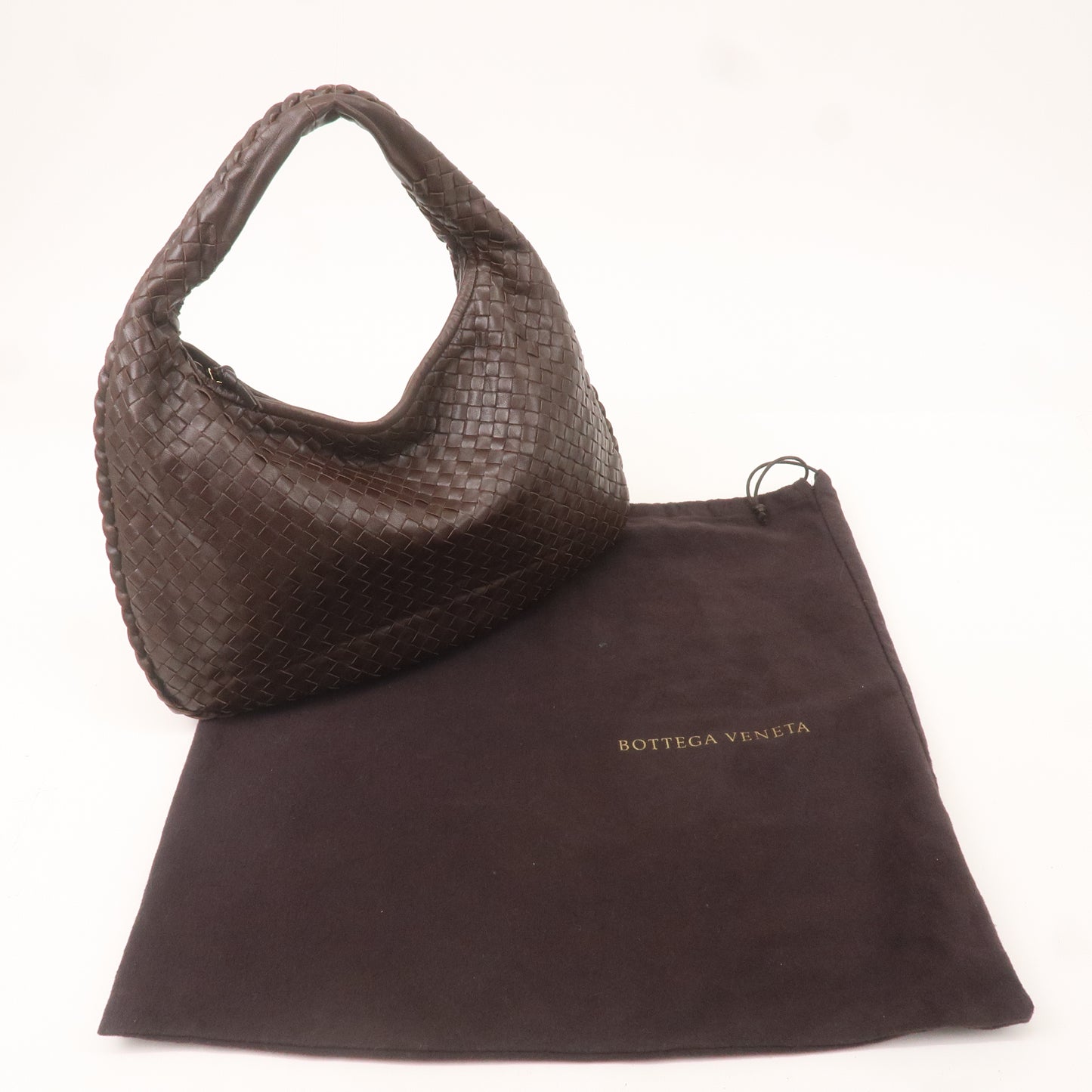 BOTTEGA VENETA Intrecciato Leather Hobo Shoulder Bag Brown 115653