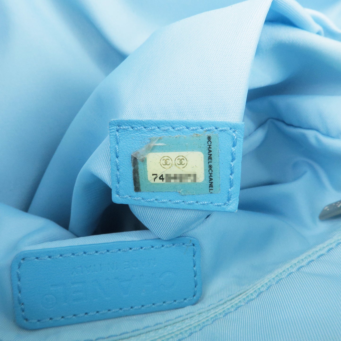 CHANEL Travel Line Nylon Jacquard Leather 2Way Bag Blue A15970