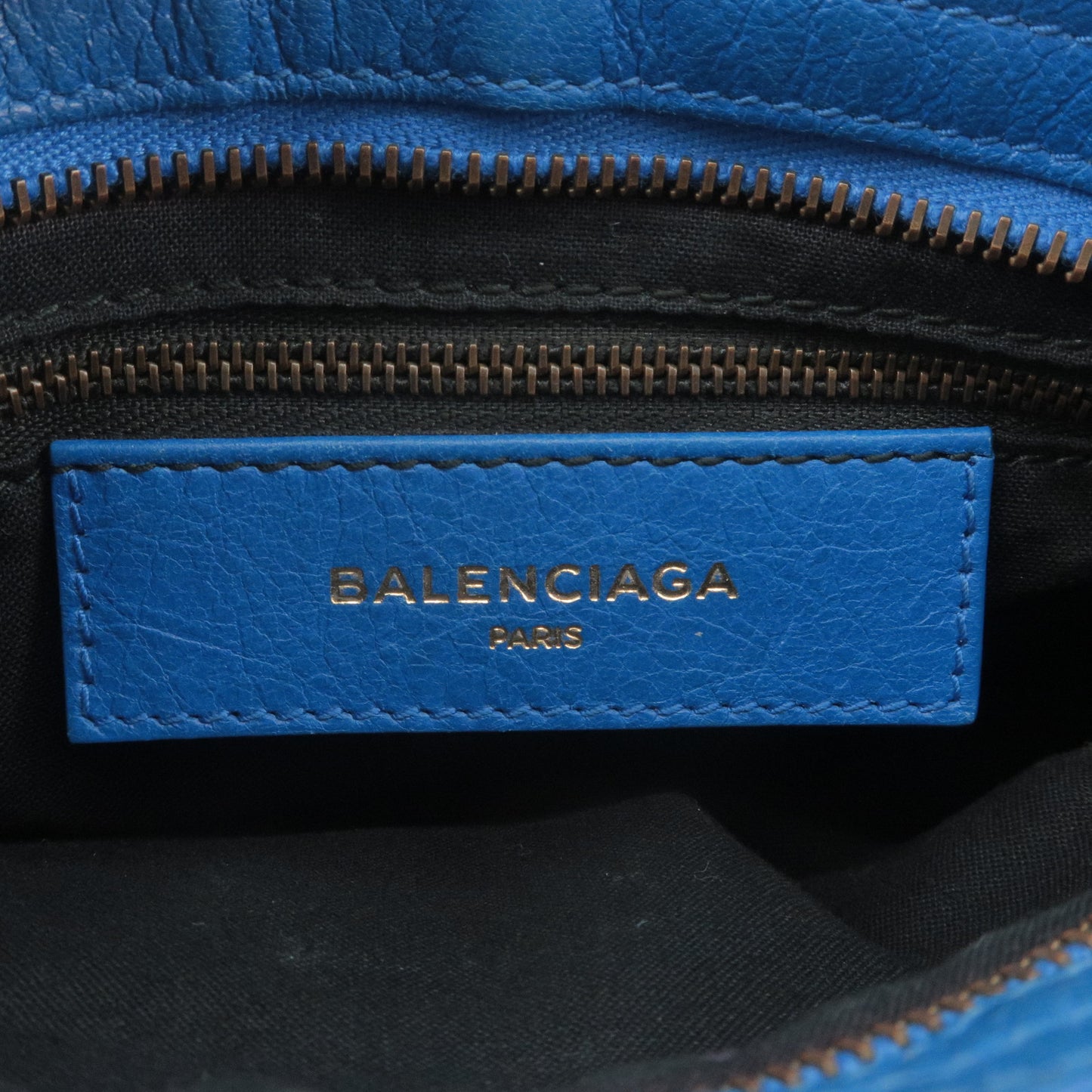 BALENCIAGA Leather Classic Mini City 2Way Hand Bag Blue 300295