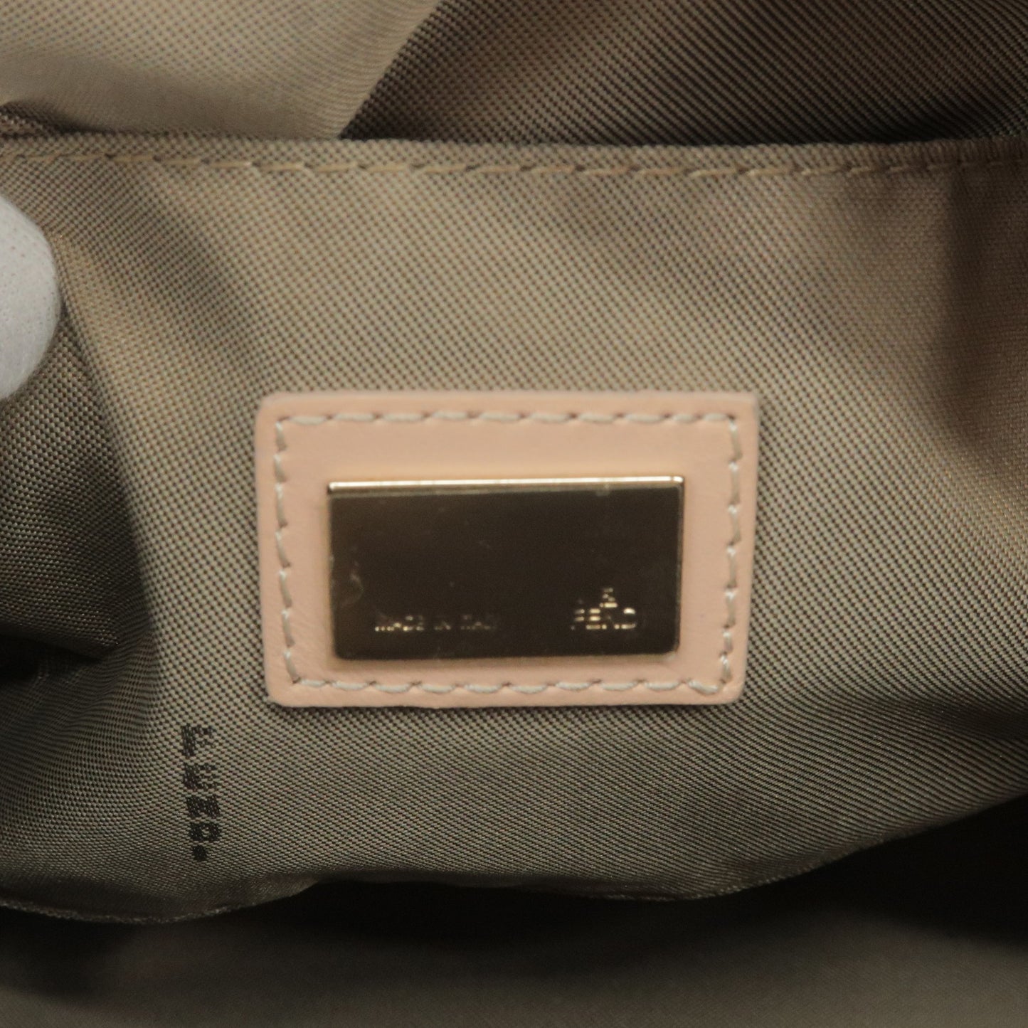 FENDI Zucchino Canvas Leather Boston Bag Pink Beige 8BL068