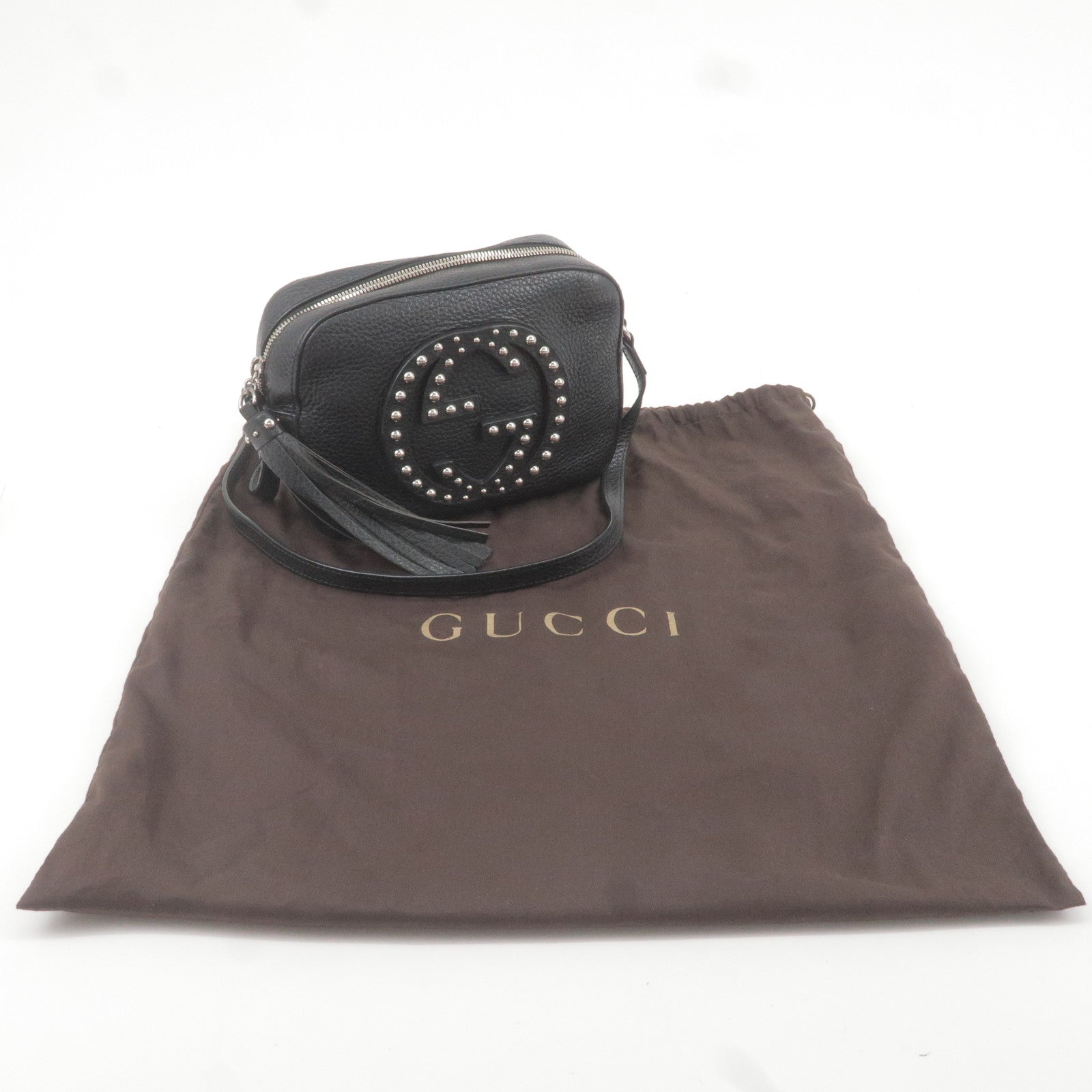 GUCCI-SOHO-Small-Disco-Studs-Leather-Shoulder-Bag-Black-308364