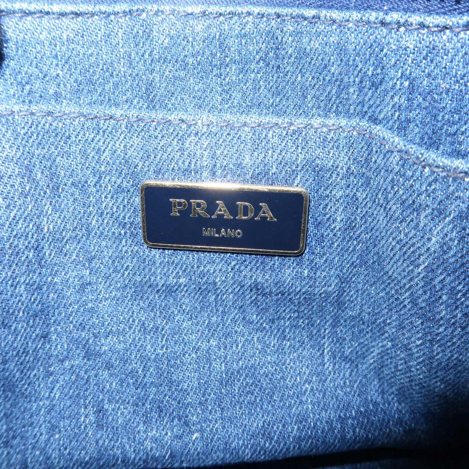 PRADA Denim Canapa Mini Canvas 2Way Bag Hand Bag Blue B2439G