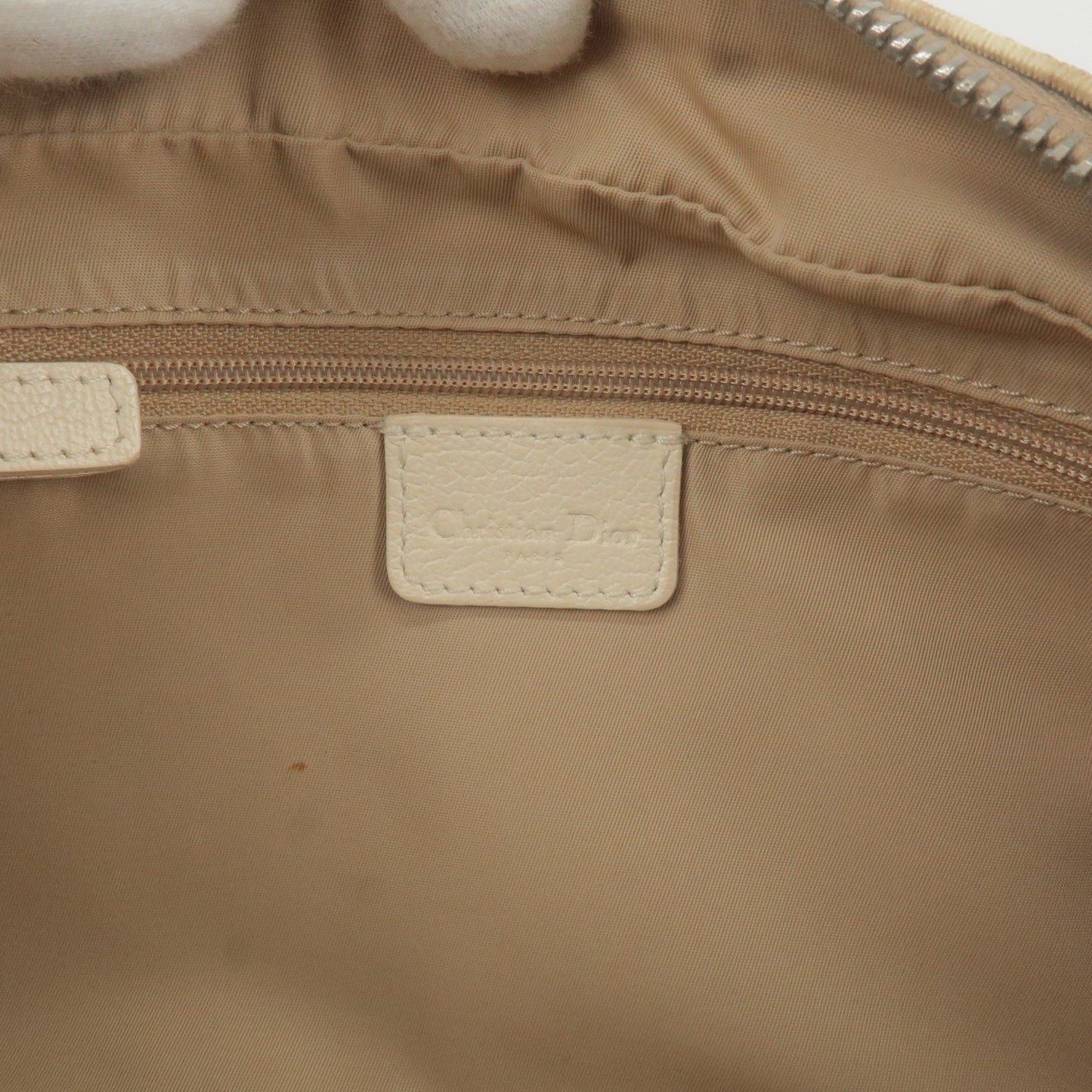 Christian Dior Trotter PVC Leather Embroidered Shoulder Bag Beige