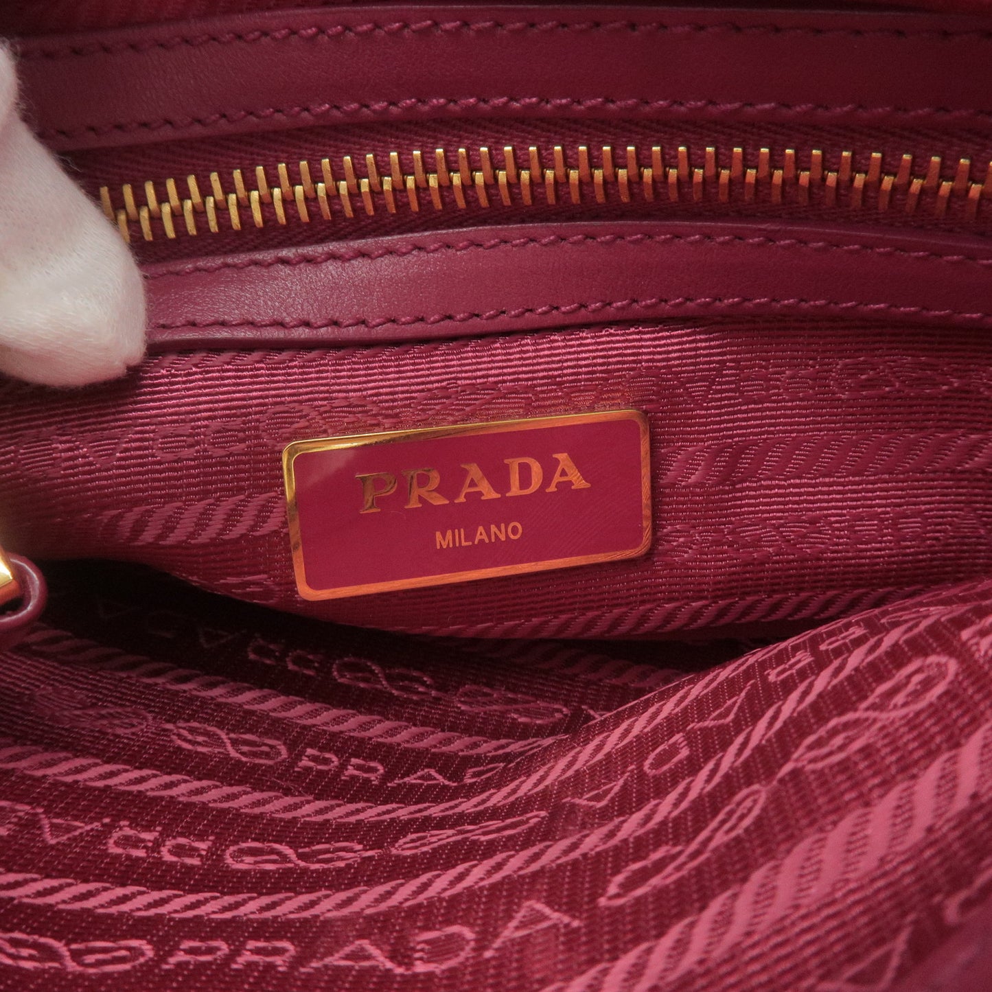 PRADA Logo Nylon Leather Shoulder Bag Pink 1BH046