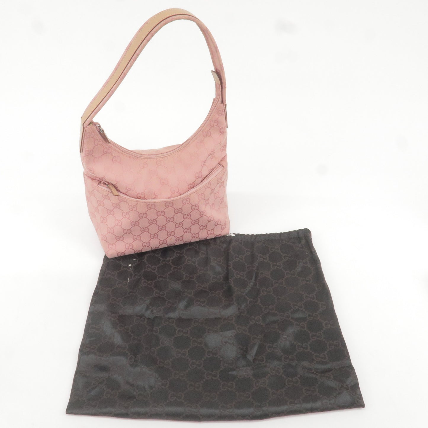 GUCCI GG Canvas Leather Shoulder Bag Hand Bag Pink 001.3386