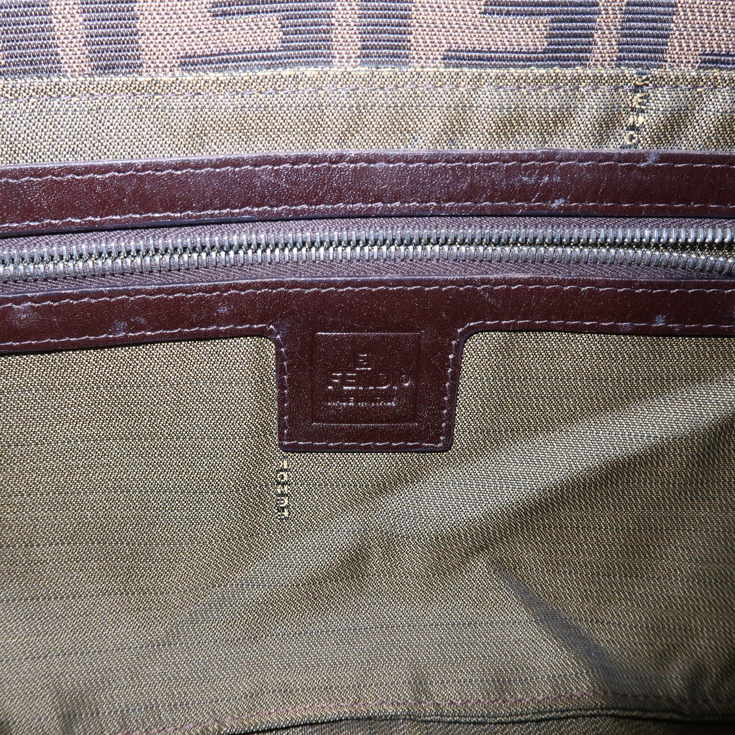 AuthenticFENDI Zucca Canvas Leather Shoulder Bag Brown Black 26569