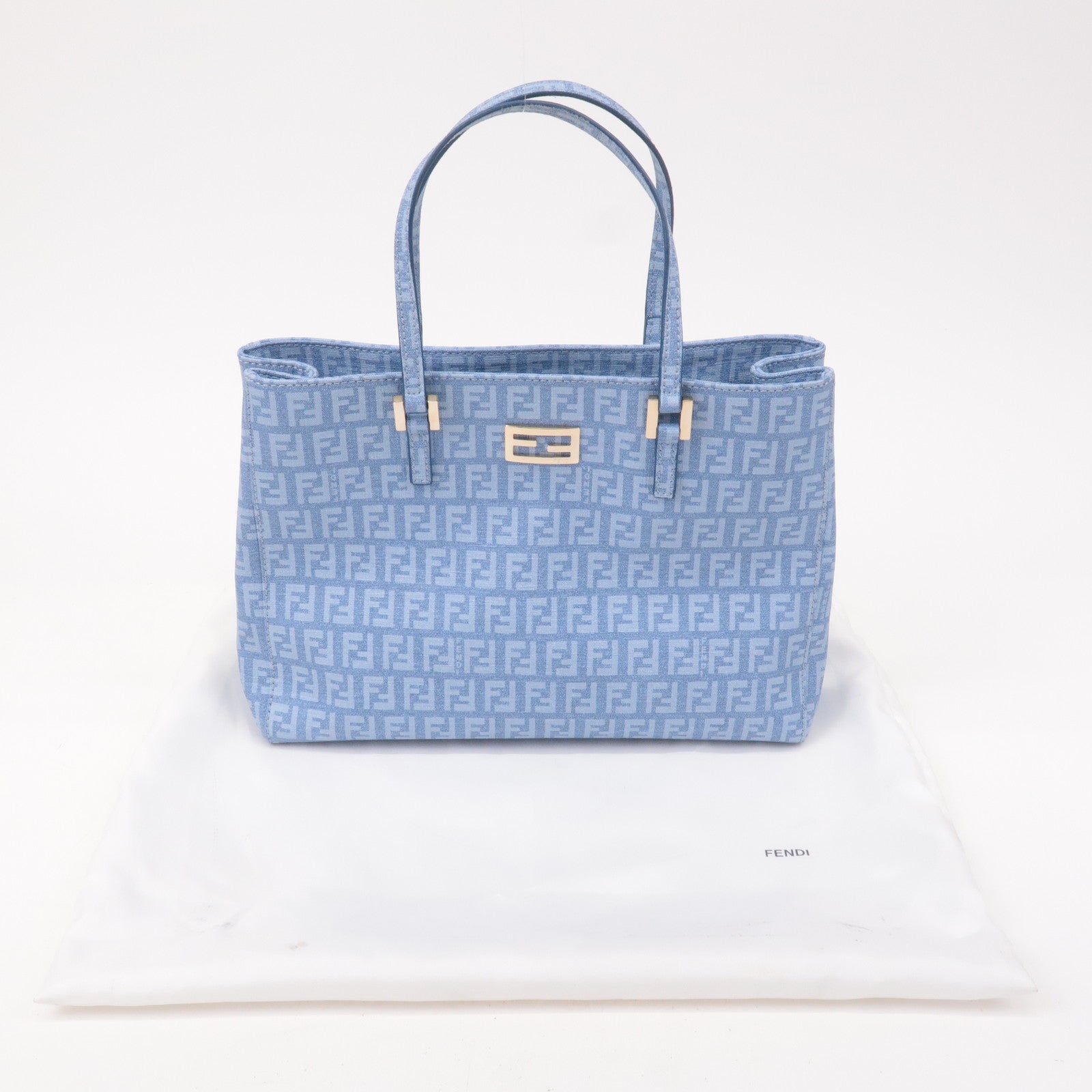 トートバッグ × ヴィンテージ(中古) Fendi Small Zucca Multicolor Blue Shopper Bag Authentic Vintage Fendi zucca bag Small Fendi | Depop