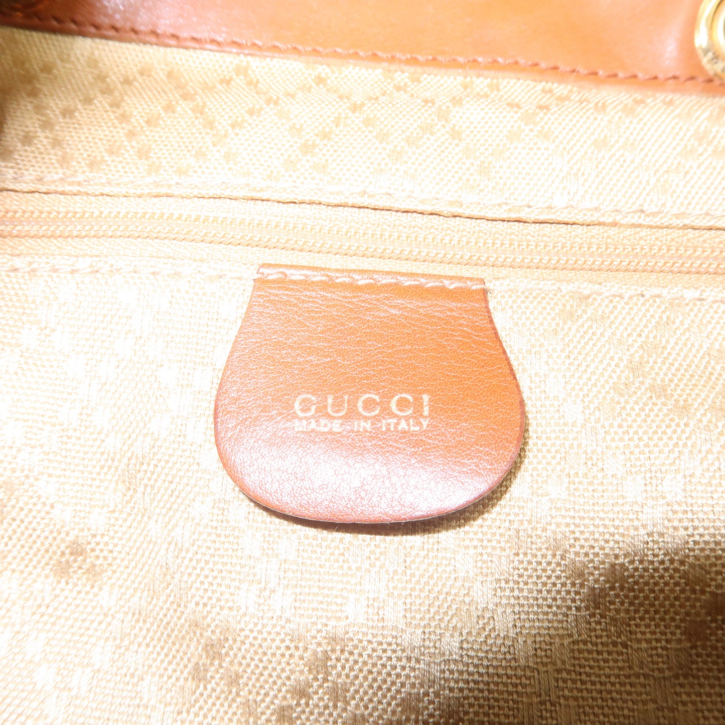 GUCCI Bamboo Leather Back Pack Brown 003・2058・0016