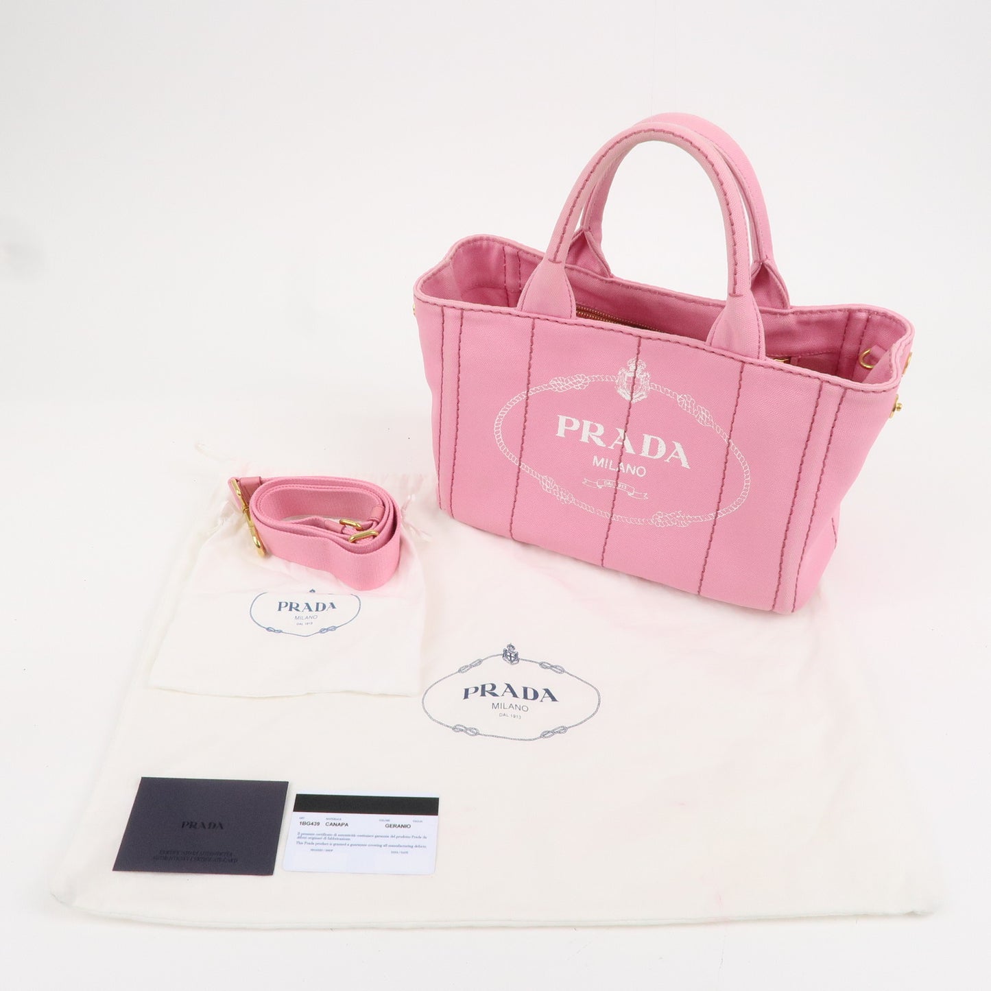 PRADA Canapa Mini Canvas 2Way Bag Hand Bag Pink 1BG439