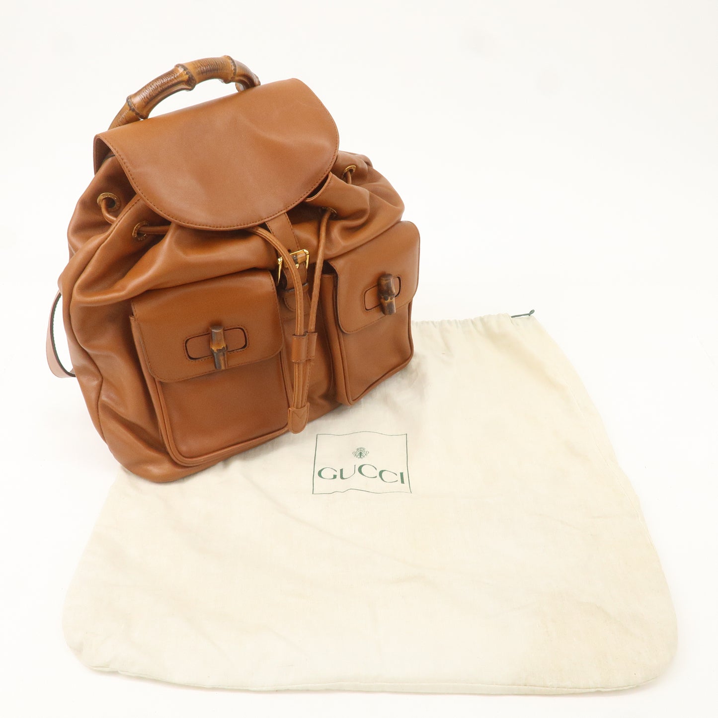 GUCCI Bamboo Leather Back Pack Brown 003・2058・0016