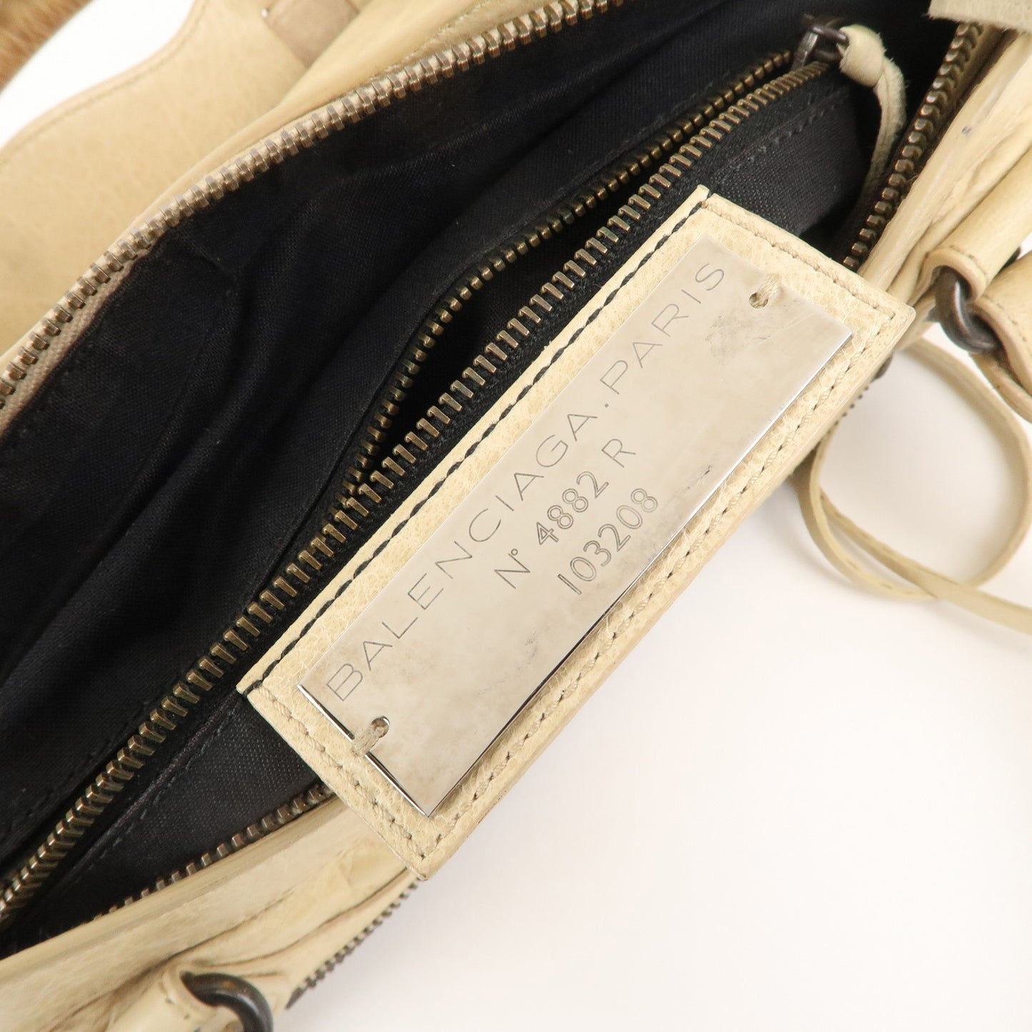 BALENCIAGA The First Leather 2Way Bag Hand Bag Beige 103208