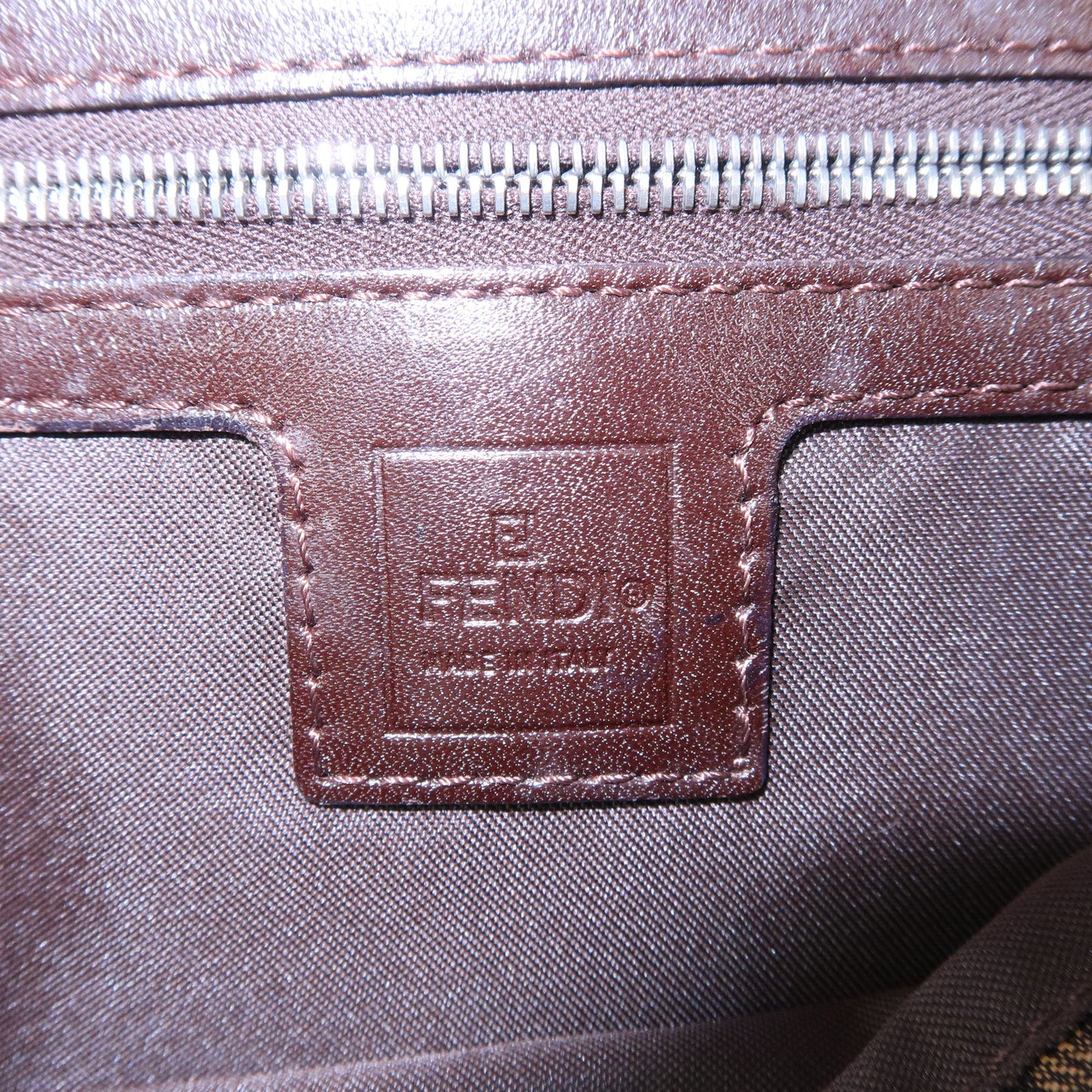 FENDI Zucca Canvas Leather Shoulder Bag Brown Khaki Black 26325