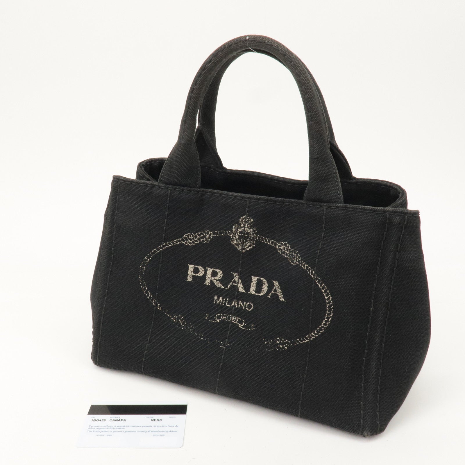 PRADA-Canapa-Mini-Canvas-2Way-Bag-Hand-Bag-Black-1BG439 – dct