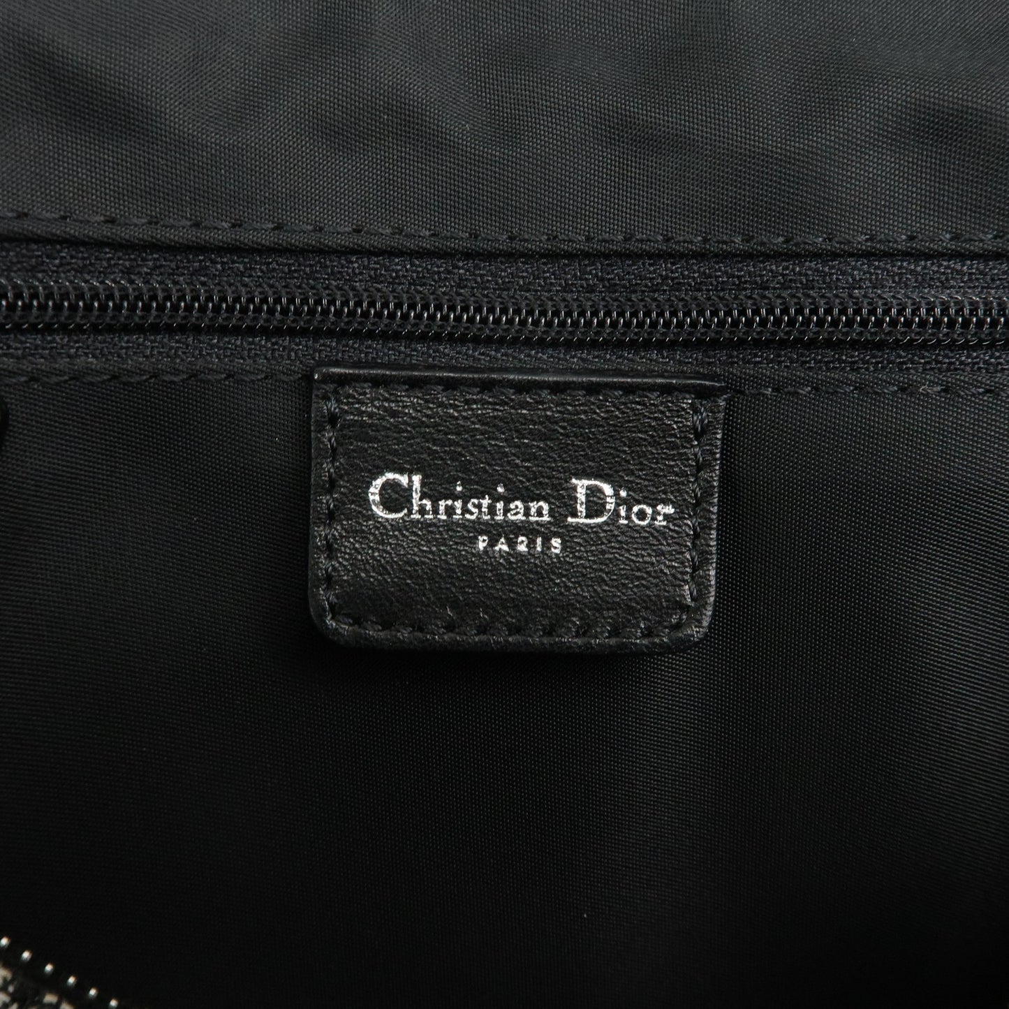 Christian Dior Trotter Logo Canvas Leather Boston Bag Black