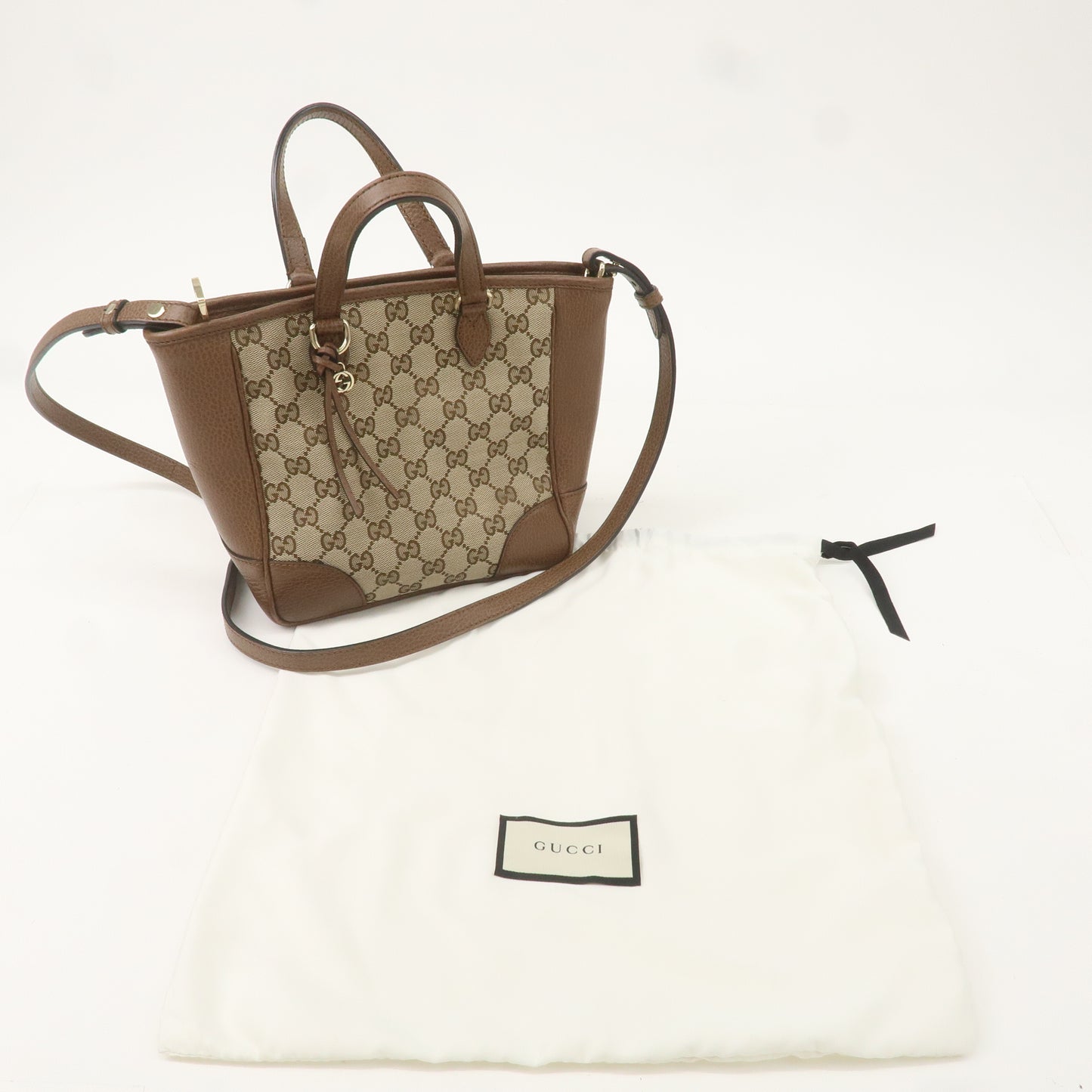 GUCCI GG Canvas Leather 2WAY Bag Hand Bag Beige Brown 449241