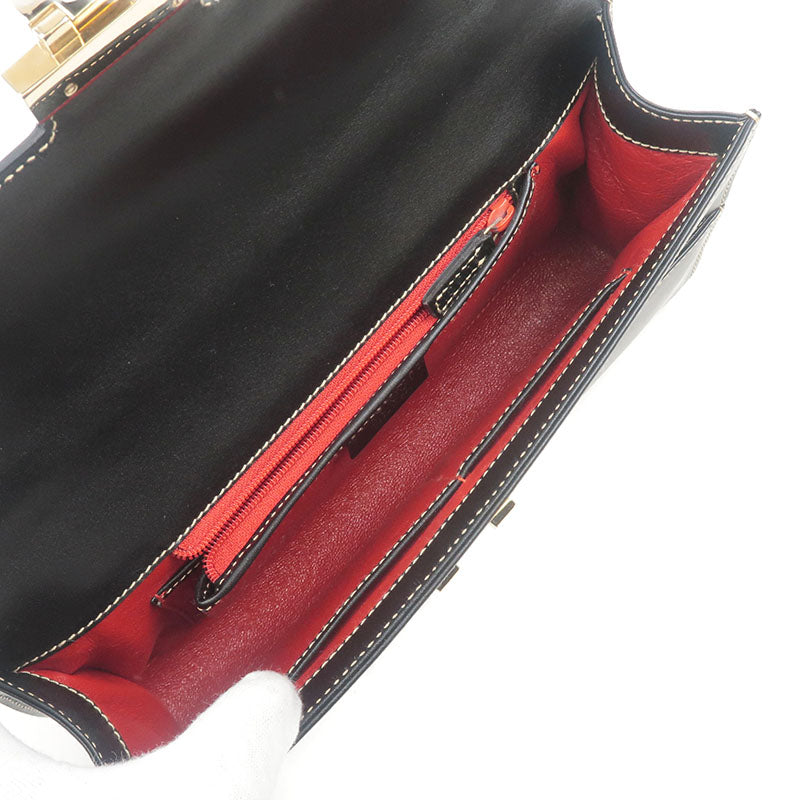GUCCI Leather Shoulder Bag Black 001.4214