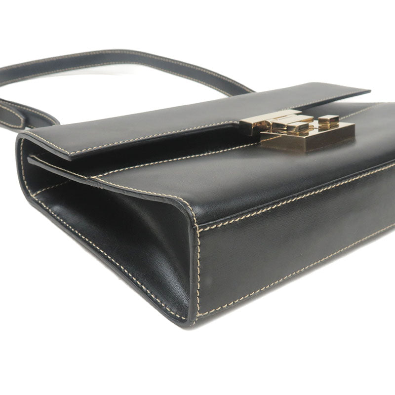 GUCCI Leather Shoulder Bag Black 001.4214