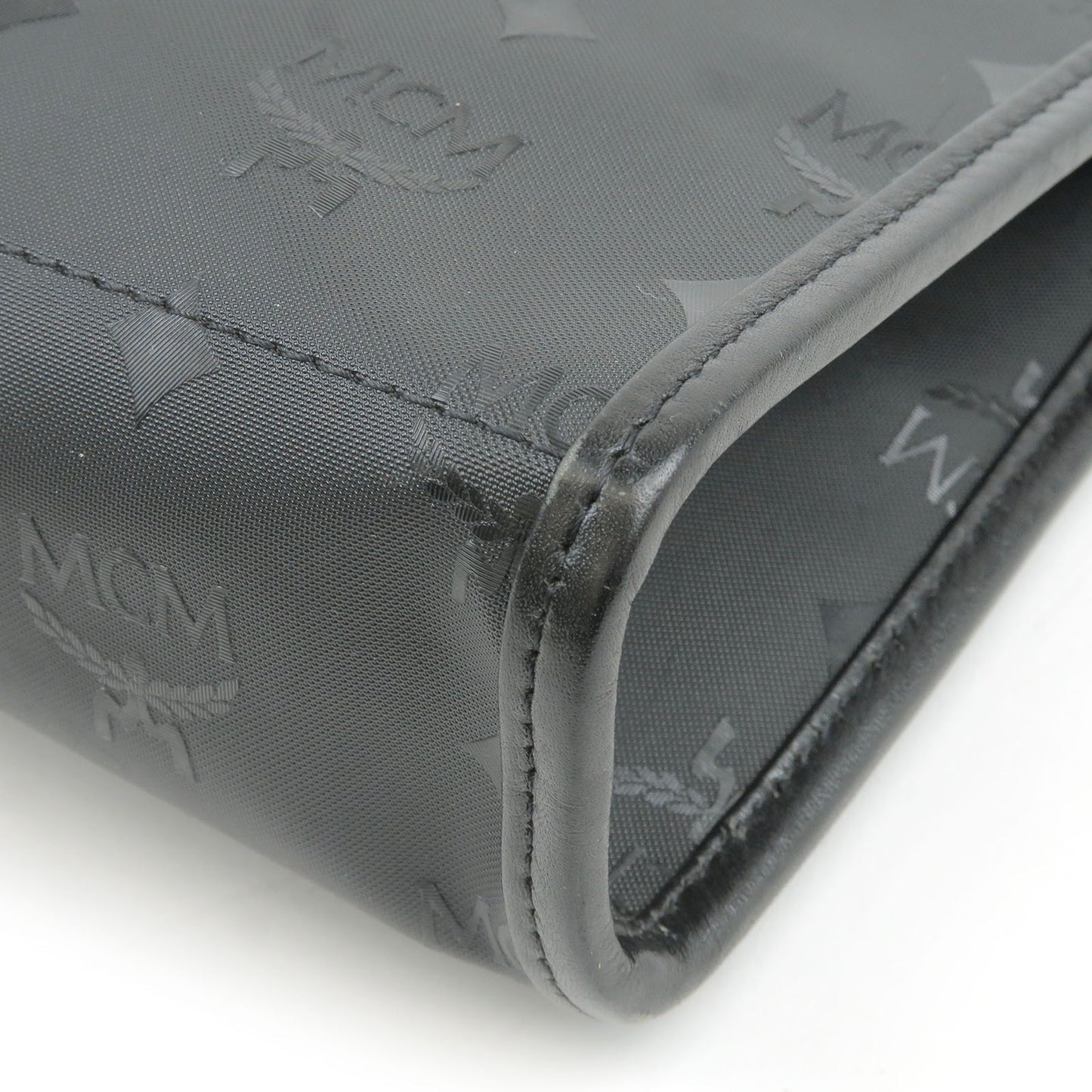 MCM Logogram PVC Leather Clutch Bag Pouch Black