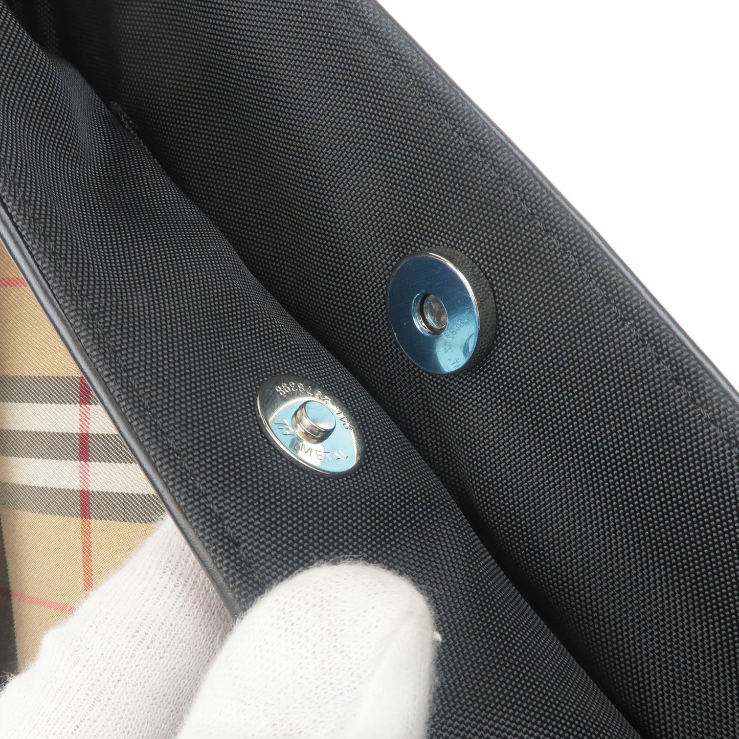 BURBERRY Blue Label Nova Plaid Nylon Canvas Leather Shoulder Bag
