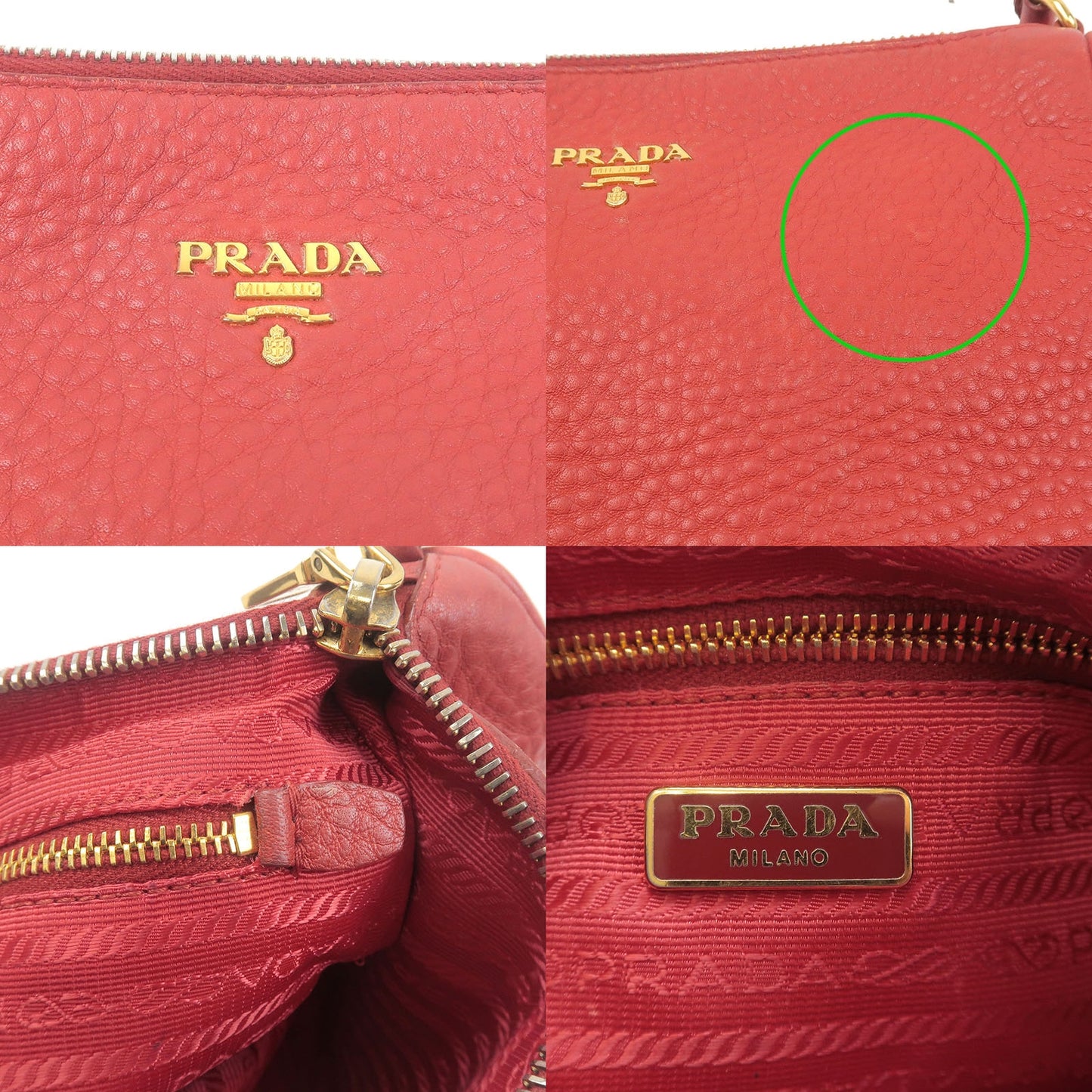 PRADA Leather Pouch Shoulder Bag Purse Red
