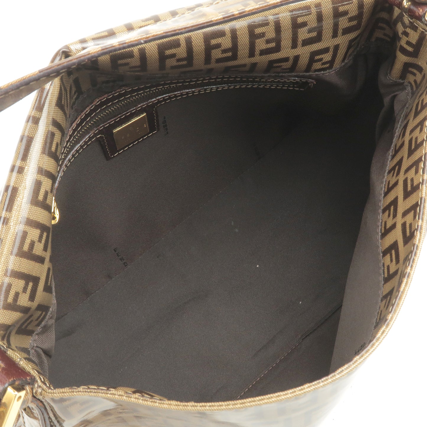 FENDI Zucchino Mamma Baguette Vinyl Leather Shoulder Bag 26325