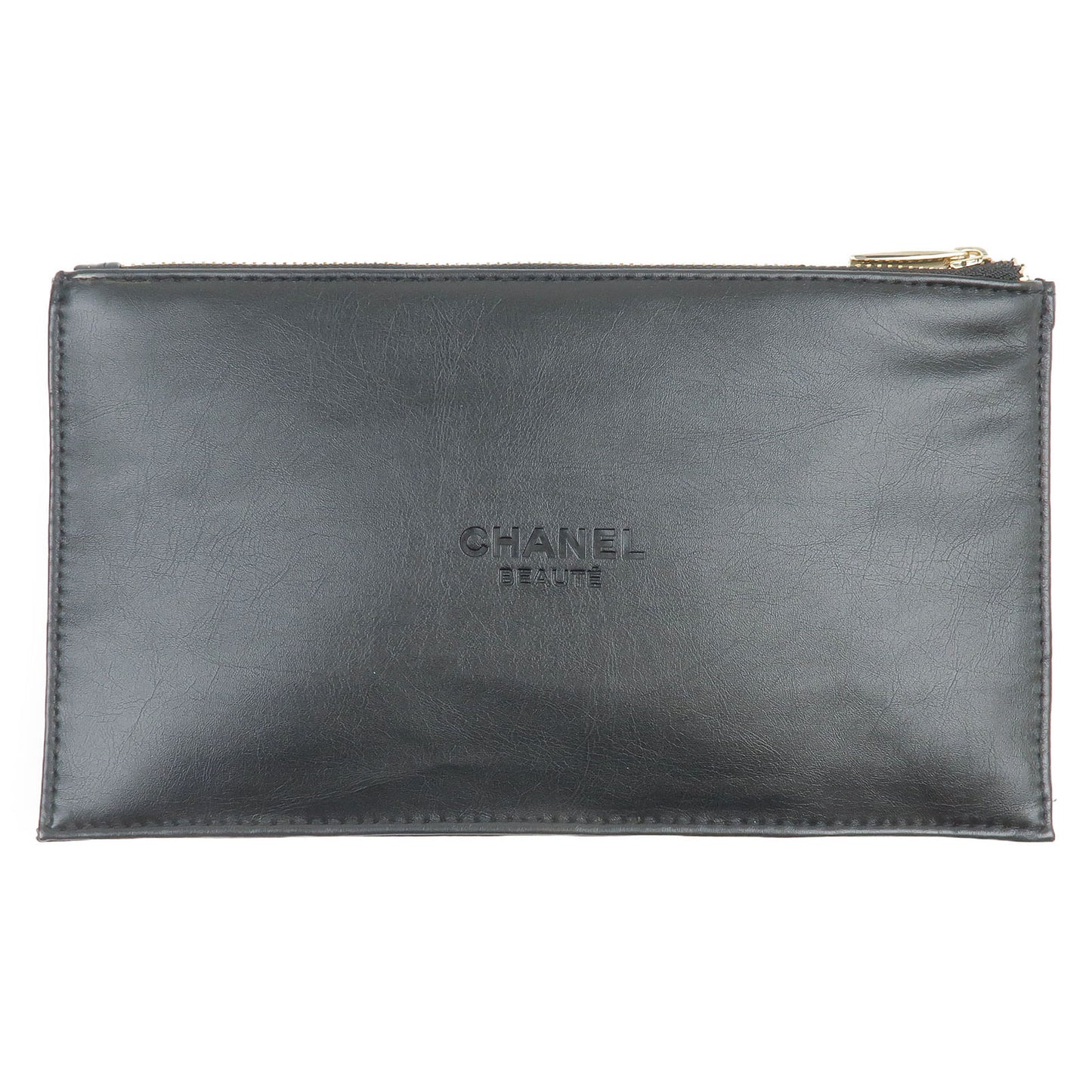 CHANEL Novelty Cosmetic Pouch and Set of 2 Makeup Brushes Black