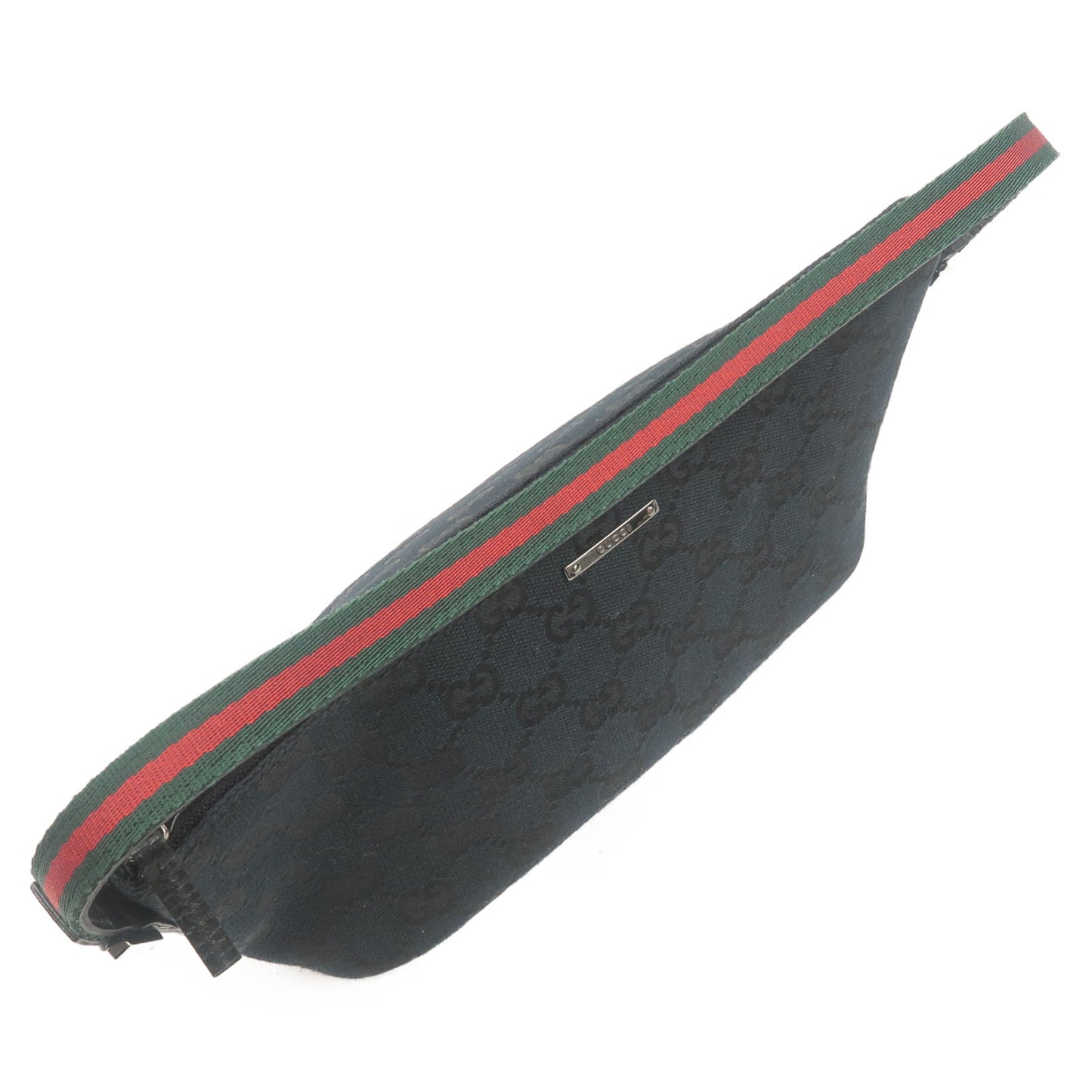 GUCCI GG Canvas Leather Hand Bag Purse Pouch Black 141809
