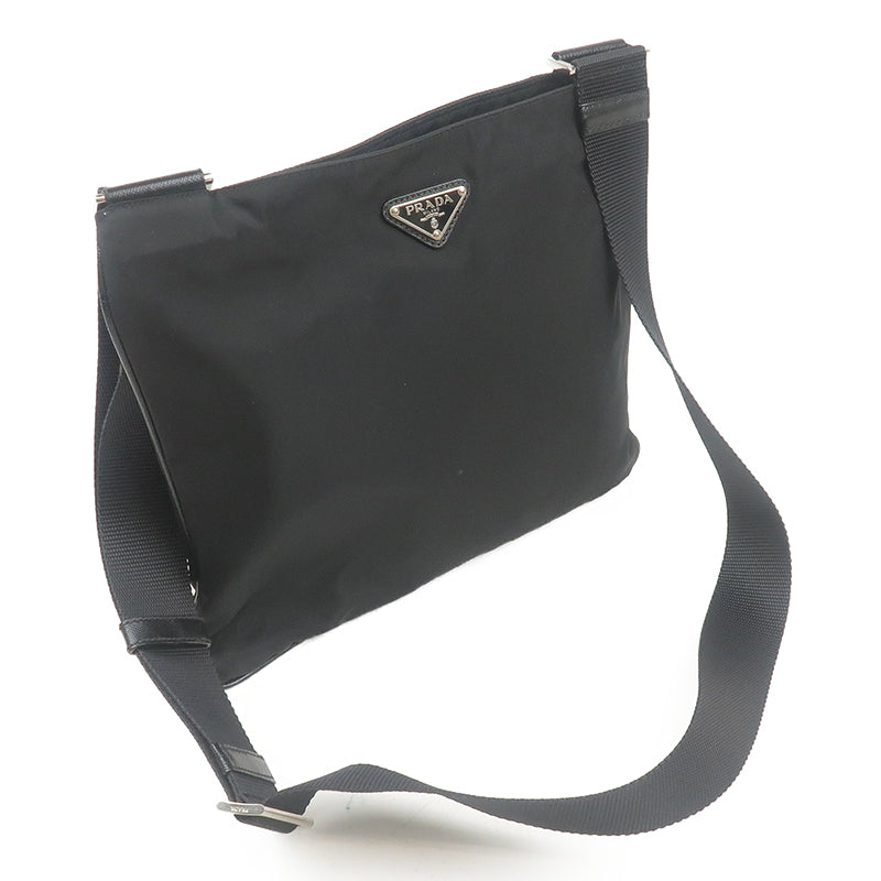 PRADA Nylon Leather Shoulder Bag Purse Black VA0053