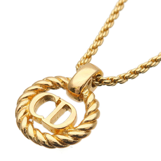 Christian-Dior-CD-Logo-Necklace-Penadant-Gold-