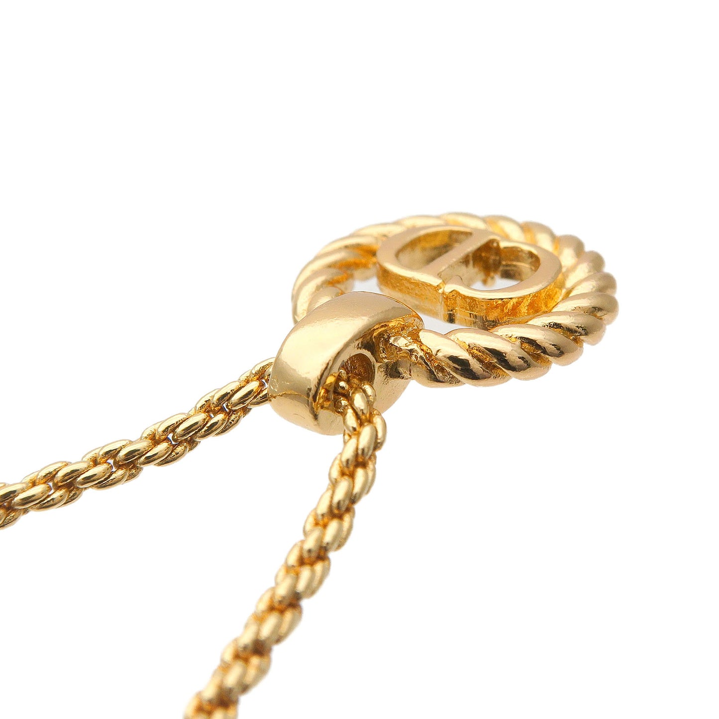 Christian Dior CD Logo Necklace Pendant Gold