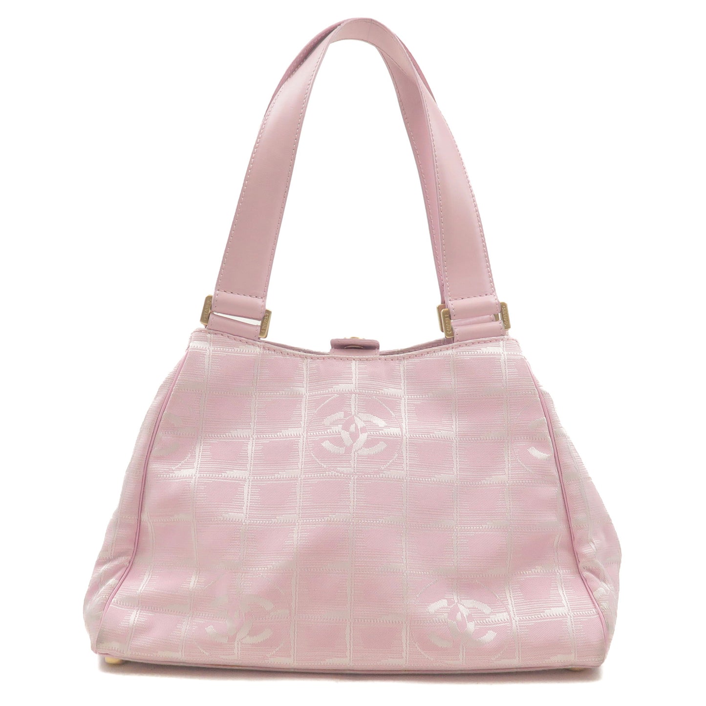 CHANEL-Travel-Line-Nylon-Jacquard-Leather-Bag-Pink-A20518