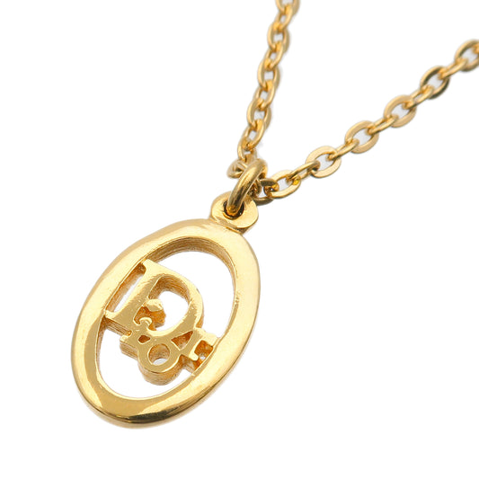 Christian-Dior-Logo-Necklace-Penadant-Gold