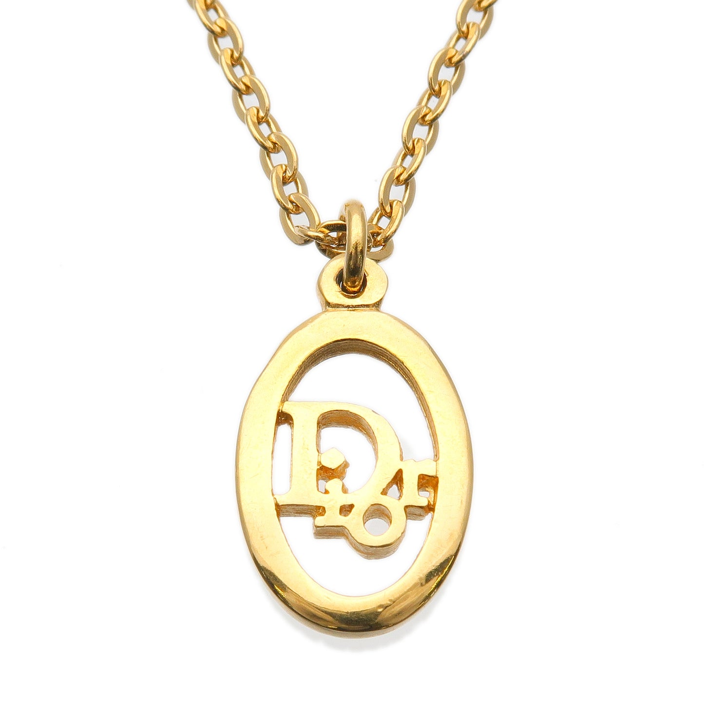 Christian Dior Logo Necklace Pendant Gold