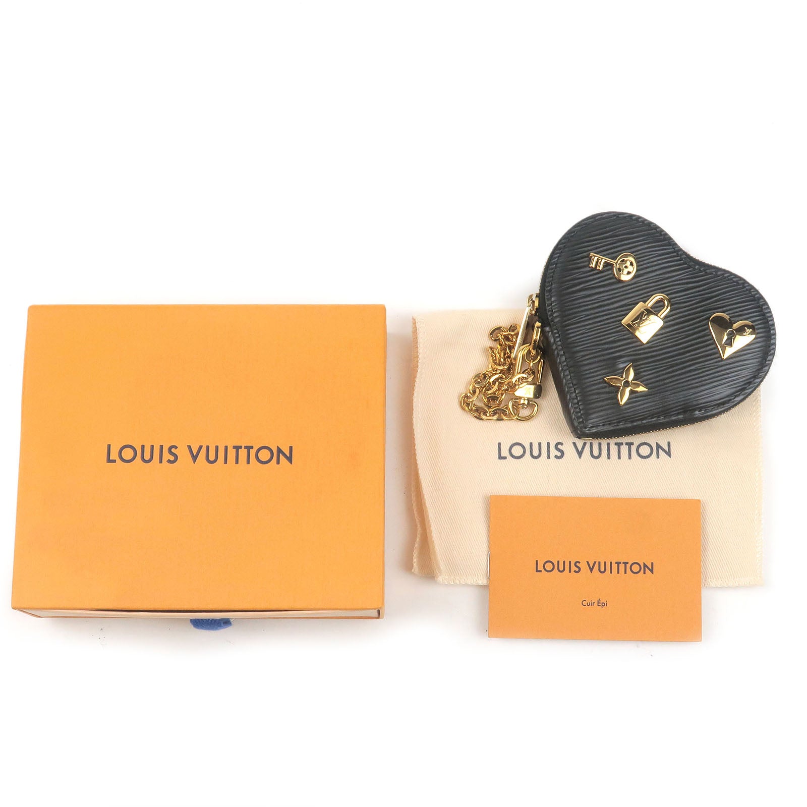 LOUIS VUITTON New Wave Love Lock Red Leather Heart Coeur Wristlet