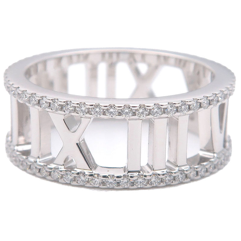 Tiffany&Co. Atlas Open Full Diamond Ring White Gold US5 EU49