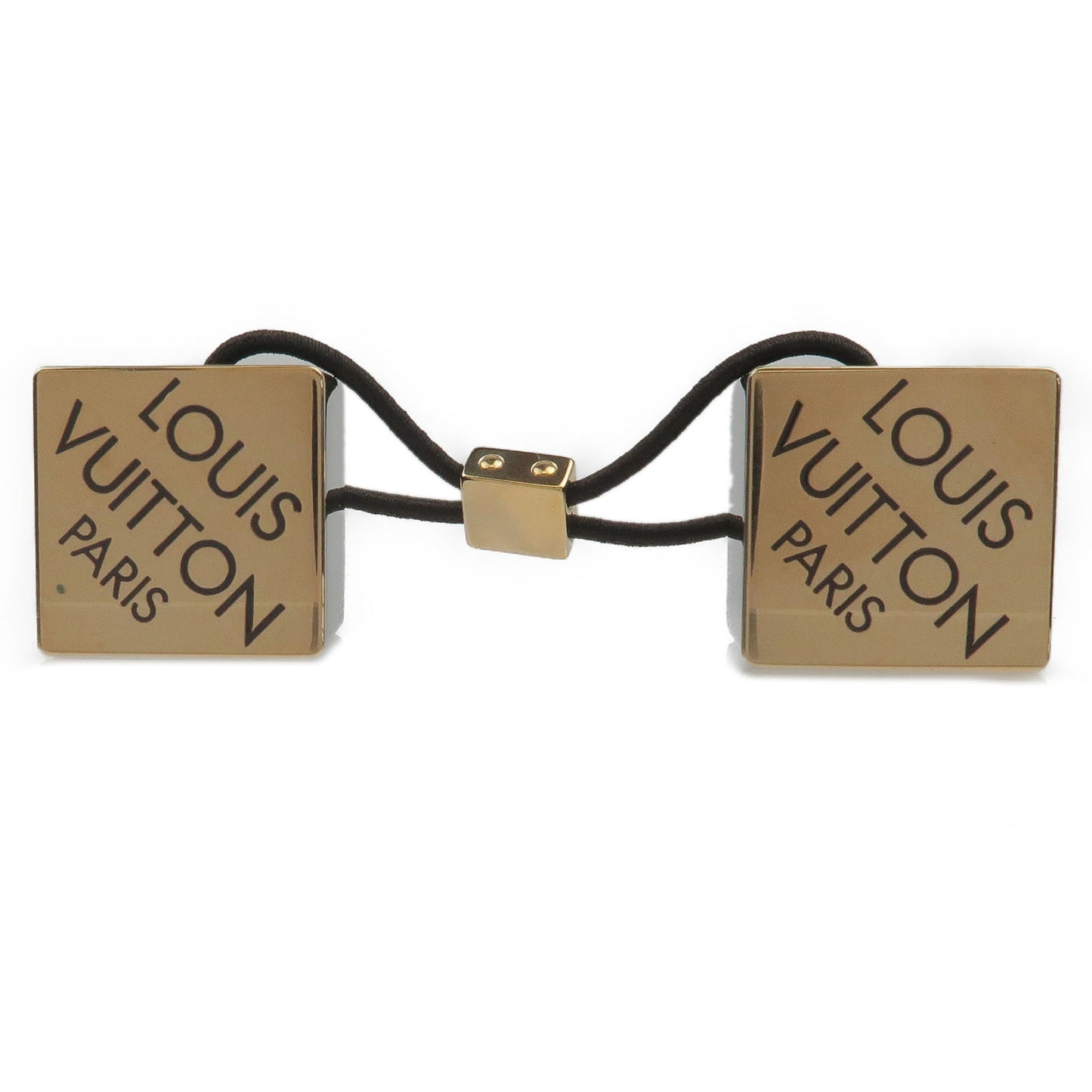 Louis Vuitton Dark Brown Acrylic Cube Logo Hair Elastic Tie