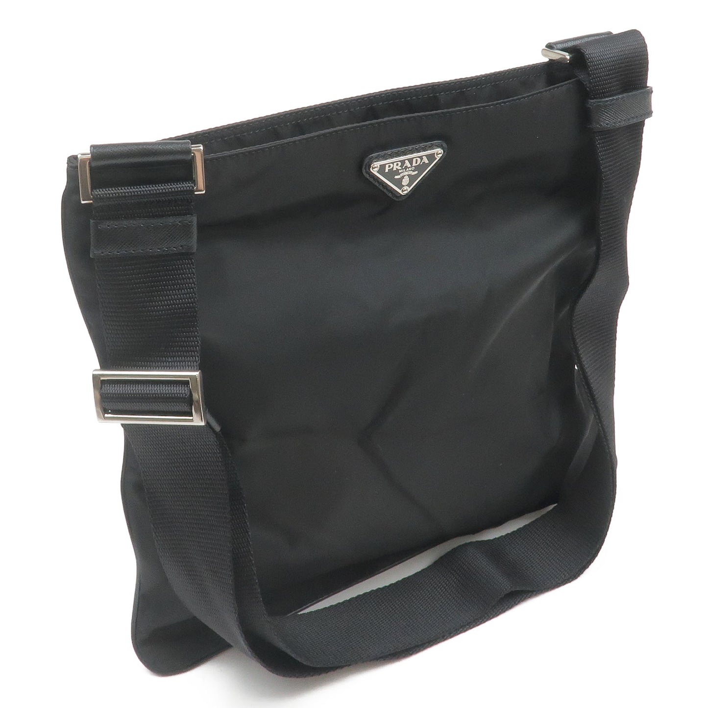 PRADA Nylon Leather Shoulder Bag Purse NERO Black VA0340