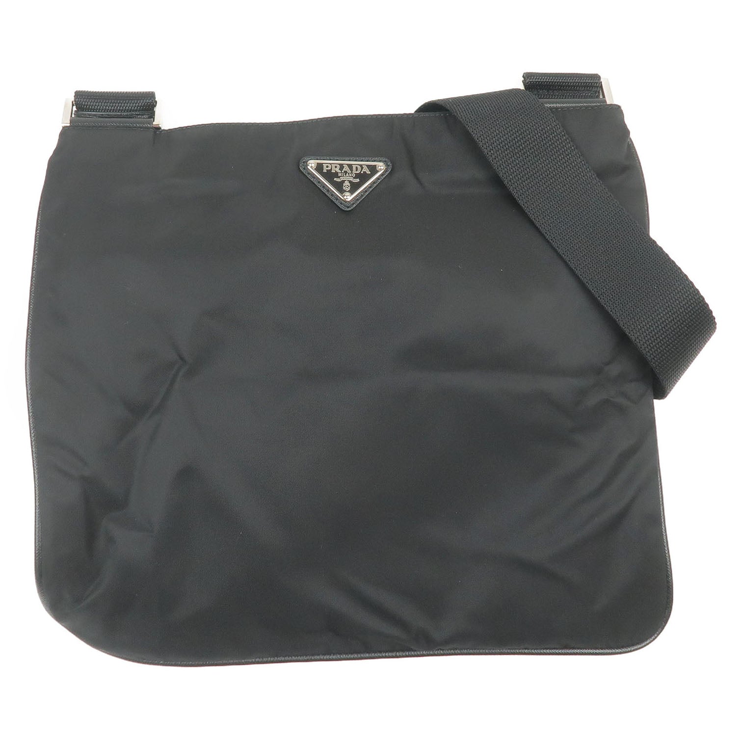 PRADA-Nylon-Leather-Shoulder-Bag-NERO-Black-VA0053