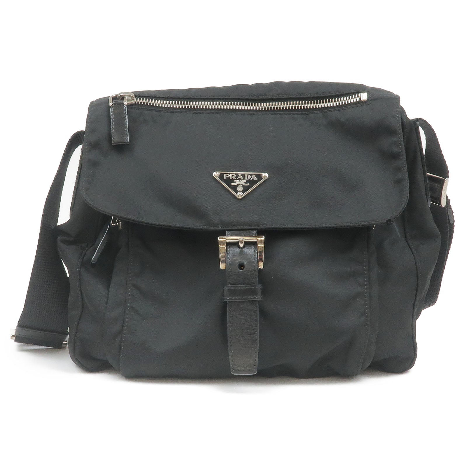 PRADA-Nylon-Leather-Shoulder-Bag-Pouch-NERO-Black-BT8994