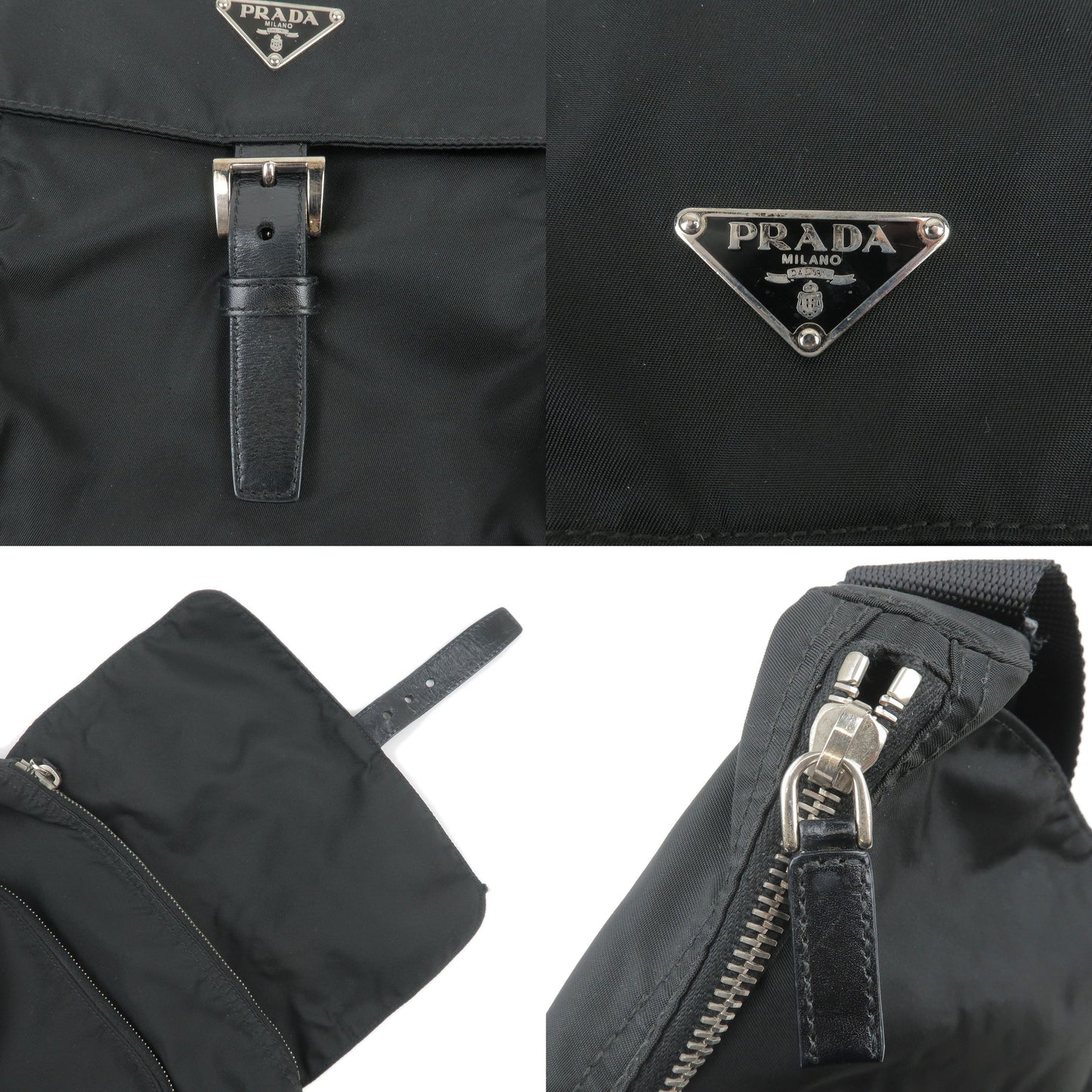 PRADA Nylon Leather Shoulder Bag Pouch NERO Black BT8994