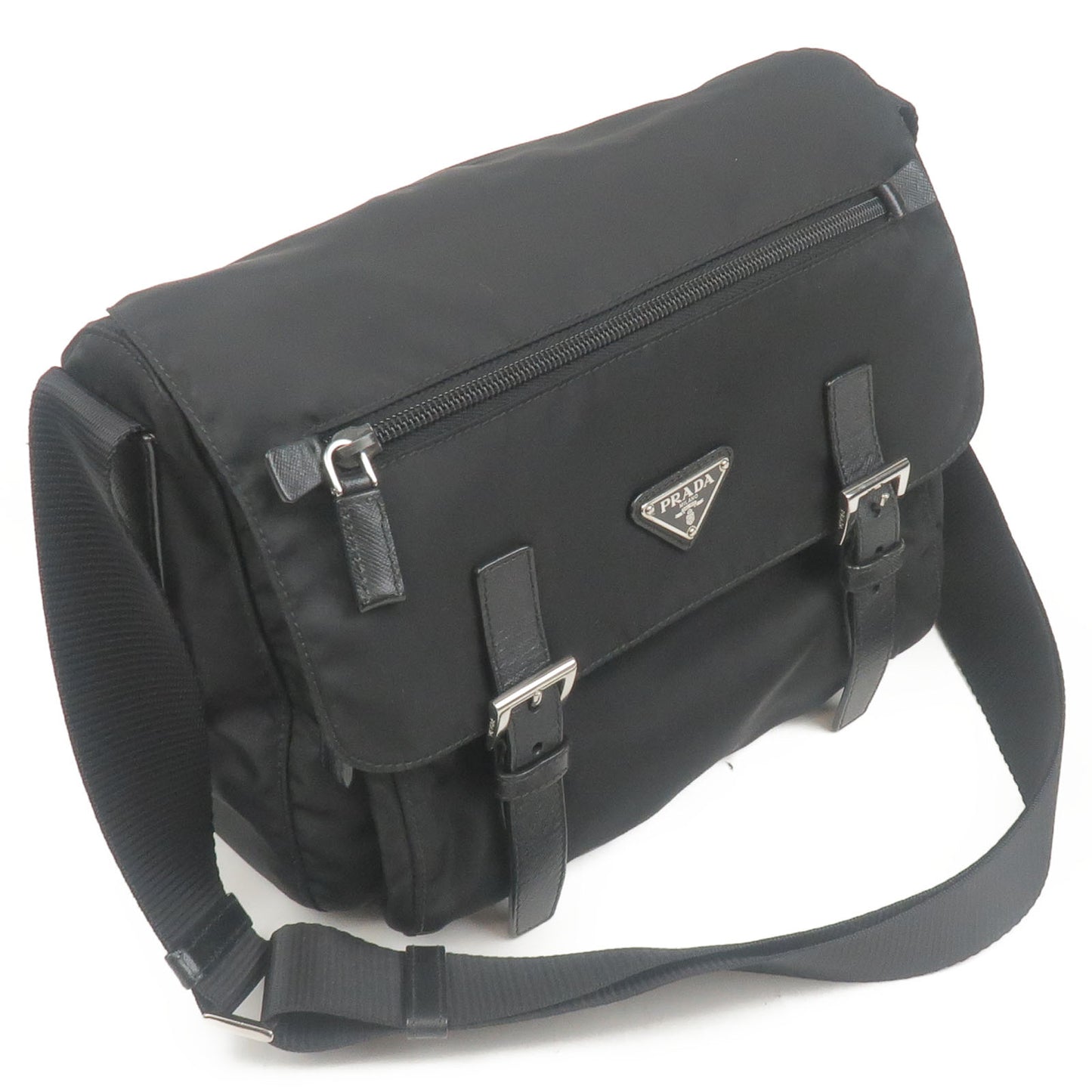 PRADA Nylon Leather Shoulder Bag Purse NERO Black BT0953