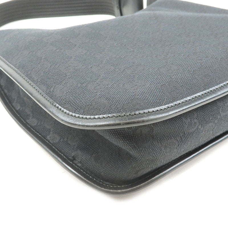 GUCCI GG Canvas Leather Shoulder Bag Black 001.4098