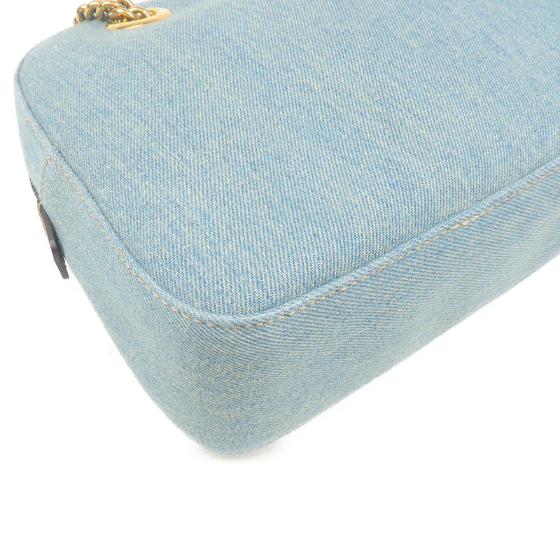 GUCCI SOHO Denim Chain Shoulder Bag Purse Blue 308983 520981Used F/S